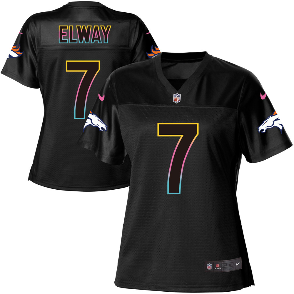 Women's Game John Elway Nike Jersey Black - #7 Fashion NFL Denver Broncos